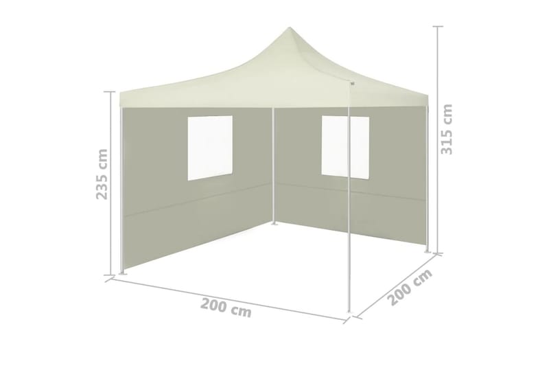 foldbart festtelt med 2 sidevægge 2 x 2 m stål cremefarvet - Creme - Have - Udendørs miljø - Udendørs opbevaring - Havetelt & lagertelte - Partytelt