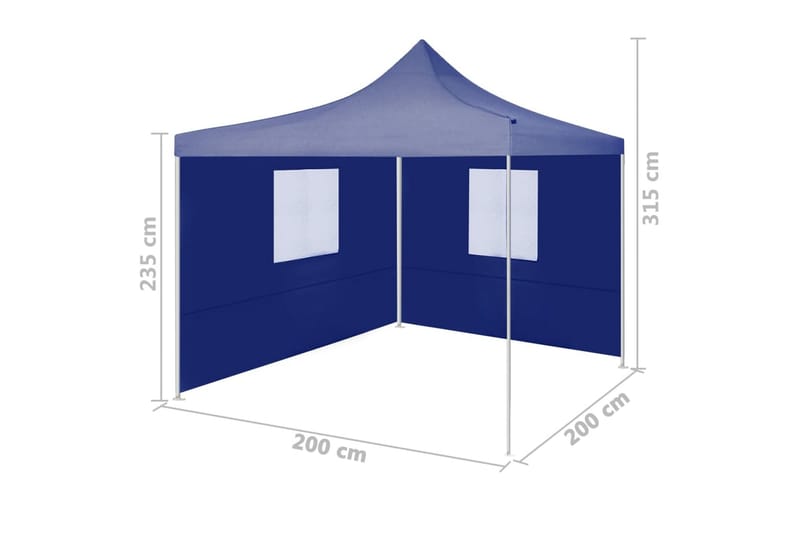 foldbart festtelt med 2 sidevægge 2x2 m stål blå - Blå - Partytelt - Havetelt & lagertelte