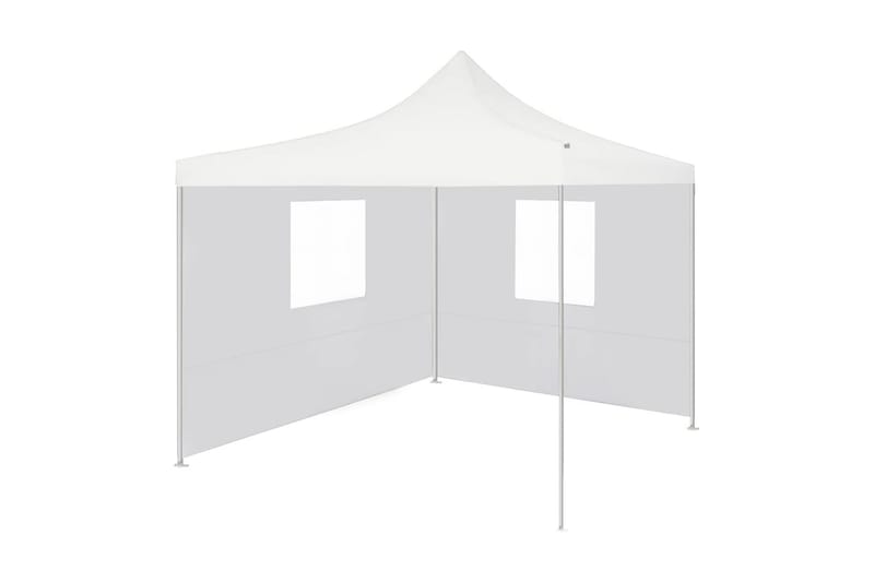 foldbart festtelt med 2 sidevægge 2x2 m stål hvid - Hvid - Have - Udendørs miljø - Udendørs opbevaring - Havetelt & lagertelte - Partytelt