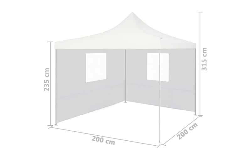 foldbart festtelt med 2 sidevægge 2x2 m stål hvid - Hvid - Partytelt - Havetelt & lagertelte