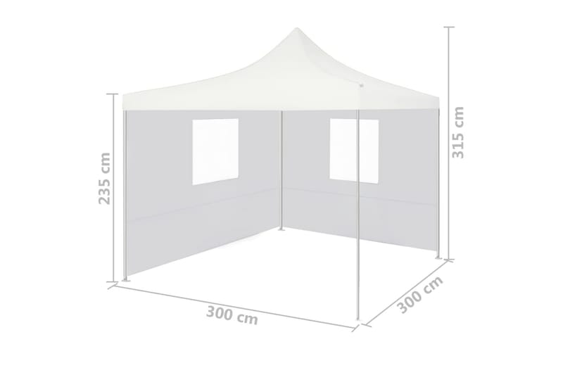 foldbart festtelt med 2 sidevægge 3 x 3 m stål hvid - Hvid - Have - Udendørs miljø - Udendørs opbevaring - Havetelt & lagertelte - Partytelt