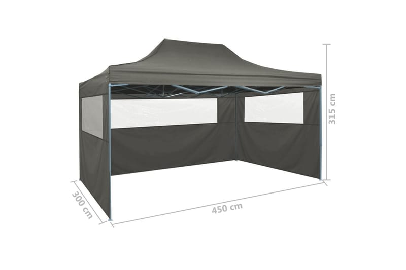 Foldbart Festtelt Med 3 Sidevægge 3 X 4 M Stål Antracitgrå - Grå - Have - Udendørs miljø - Udendørs opbevaring - Havetelt & lagertelte - Partytelt