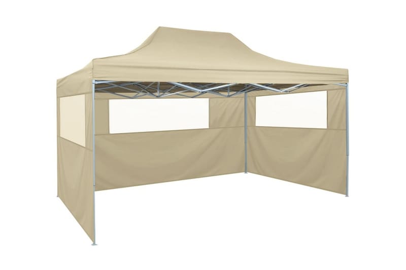 Foldbart Festtelt Med 3 Sidevægge 3 X 4 M Stål Cremefarvet - Creme - Have - Udendørs miljø - Udendørs opbevaring - Havetelt & lagertelte - Partytelt