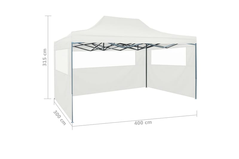 foldbart festtelt med 3 sidevægge 3x4 m stål hvid - Hvid - Partytelt - Havetelt & lagertelte