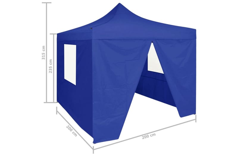 foldbart festtelt med 4 sidevægge 2 x 2 m stål blå - Blå - Partytelt - Havetelt & lagertelte