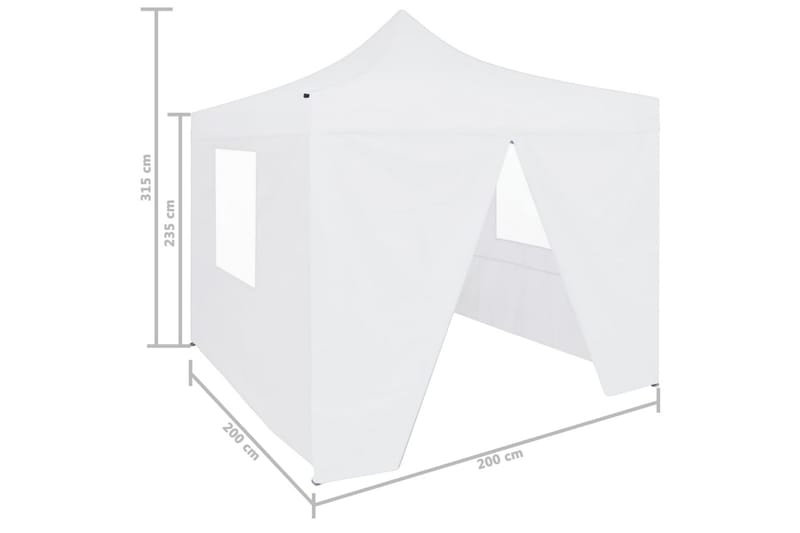 foldbart festtelt med 4 sidevægge 2x2 m stål hvid - Hvid - Partytelt - Havetelt & lagertelte