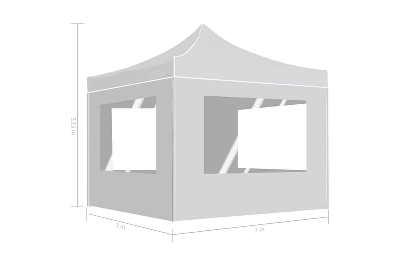 Foldbart Festtelt Med Vægge Aluminium 3 X 3 M Hvid - Hvid - Have - Udendørs miljø - Udendørs opbevaring - Havetelt & lagertelte - Partytelt