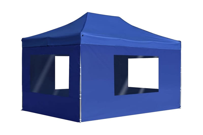 Foldbart Festtelt Med Vægge Aluminium 4,5 X 3 M Blå - Blå - Have - Udendørs miljø - Udendørs opbevaring - Havetelt & lagertelte - Partytelt