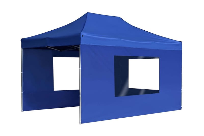 Foldbart Festtelt Med Vægge Aluminium 4,5 X 3 M Blå - Blå - Have - Udendørs miljø - Udendørs opbevaring - Havetelt & lagertelte - Partytelt