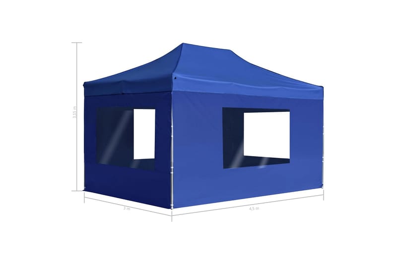 Foldbart Festtelt Med Vægge Aluminium 4,5 X 3 M Blå - Blå - Have - Udendørs miljø - Udendørs opbevaring - Havetelt & lagertelte - Partytelt