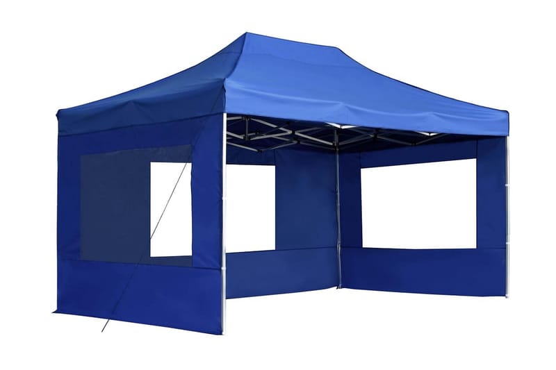Foldbart Festtelt Med Vægge Aluminium 4,5 X 3 M Blå - Blå - Have - Udendørs miljø - Udendørs opbevaring - Havetelt & lagertelte - Partytelt