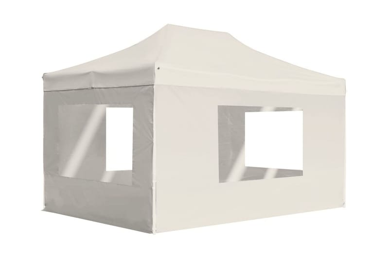 Foldbart Festtelt Med Vægge Aluminium 4,5 X 3 M Cremefarvet - Creme - Have - Udendørs miljø - Udendørs opbevaring - Havetelt & lagertelte - Partytelt