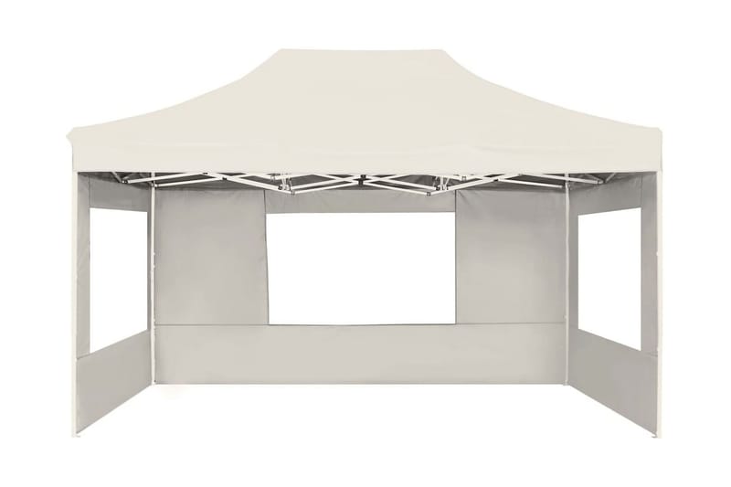 Foldbart Festtelt Med Vægge Aluminium 4,5 X 3 M Cremefarvet - Creme - Have - Udendørs miljø - Udendørs opbevaring - Havetelt & lagertelte - Partytelt