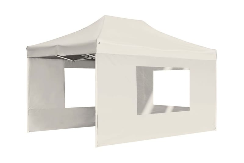 Foldbart Festtelt Med Vægge Aluminium 4,5 X 3 M Cremefarvet - Creme - Have - Udendørs miljø - Udendørs opbevaring - Havetelt & lagertelte - Partytelt