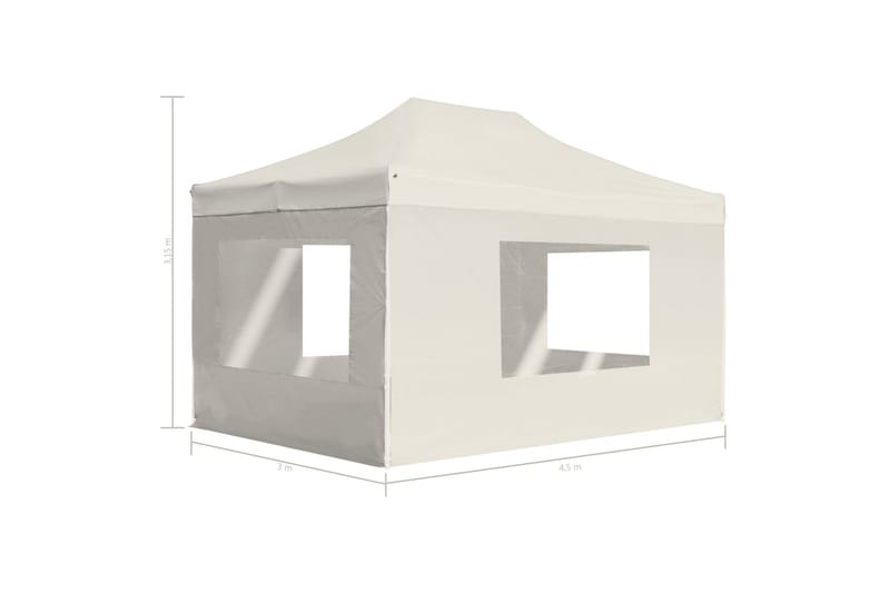 Foldbart Festtelt Med Vægge Aluminium 4,5 X 3 M Cremefarvet - Creme - Have - Udendørs miljø - Udendørs opbevaring - Havetelt & lagertelte - Partytelt