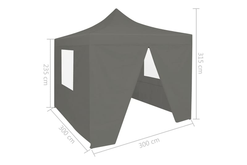 Foldbart Festtelt Pop-Up Med 4 Sidevægge 3 X 3 M Antracitgrå - Grå - Have - Udendørs miljø - Udendørs opbevaring - Havetelt & lagertelte - Partytelt