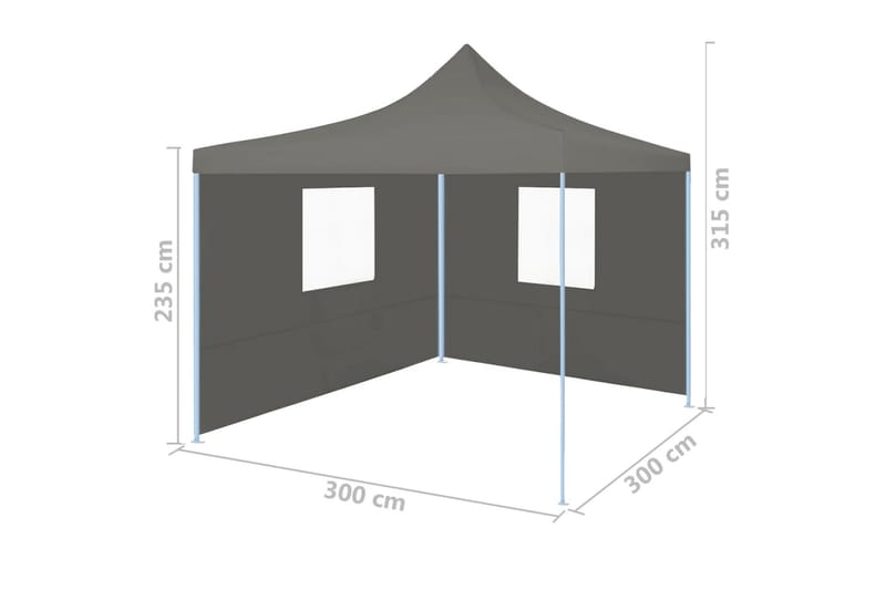 Foldbart Festtelt Pop-Up Med 2 Sidevægge 3 X 3 M Antracitgrå - Grå - Have - Udendørs miljø - Udendørs opbevaring - Havetelt & lagertelte - Partytelt