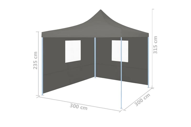 Foldbart Festtelt Pop-Up Med 2 Sidevægge 3 X 3 M Antracitgrå - Grå - Partytelt - Havetelt & lagertelte