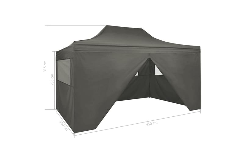 Foldbart Telt Pop-Up Med 4 Sidevægge 3 X 4,5 M Antracitgrå - Grå - Have - Udendørs miljø - Udendørs opbevaring - Havetelt & lagertelte - Partytelt