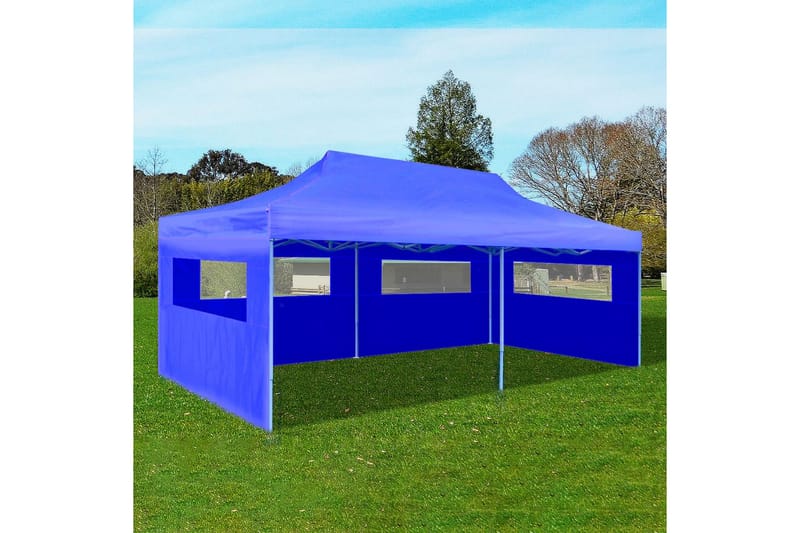 Foldbart Pop-Up-Festtelt 3 X 6 M Blå - Blå - Have - Udendørs miljø - Udendørs opbevaring - Havetelt & lagertelte - Partytelt