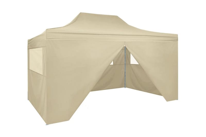 Foldbart Pop-Up Telt Med 4 Sidevægge 3 X 4,5 M Cremehvid - Creme - Partytelt - Havetelt & lagertelte
