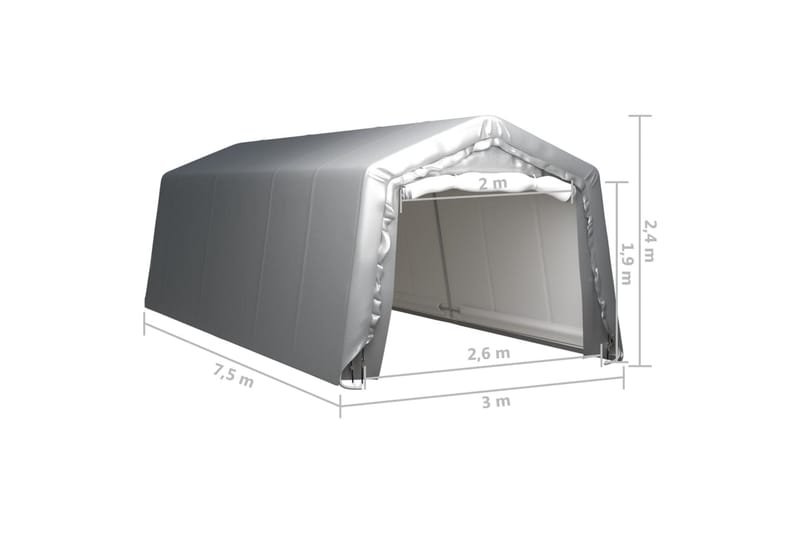 opbevaringstelt 300x750 cm stål grå - Grå - Have - Udendørs miljø - Udendørs opbevaring - Havetelt & lagertelte