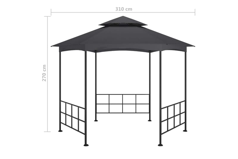 pavillon med sidevægge 3,1x2,7 m - Antracit - Partytelt - Havetelt & lagertelte