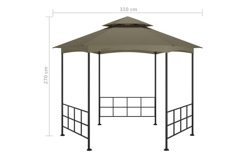 pavillon med sidevægge 3,1x2,7 m gråbrun - Gråbrun - Partytelt - Havetelt & lagertelte