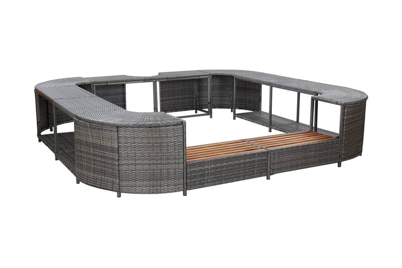 Omkrans Til Spabad 268x268x55 cm Polyrattan Grå - Grå - Have - Udendørsbad - Badetønde - Badetønde byggesæt