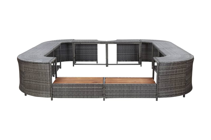 Omkrans Til Spabad 268x268x55 cm Polyrattan Grå - Grå - Have - Udendørsbad - Badetønde - Badetønde byggesæt