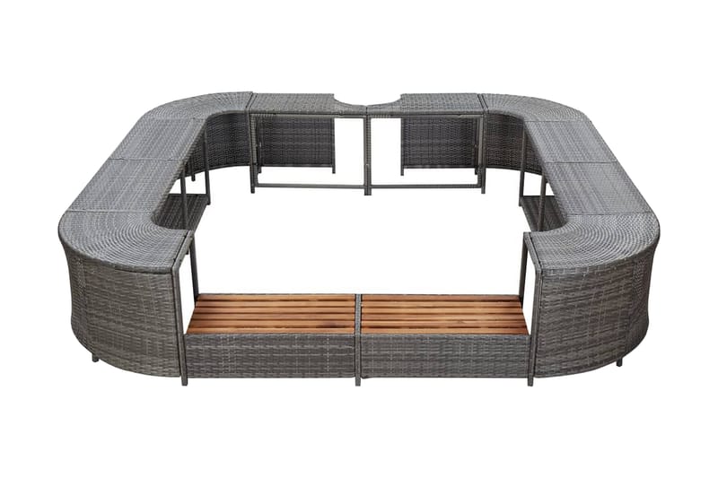 Omkrans Til Spabad 268x268x55 cm Polyrattan Grå - Grå - Have - Udendørsbad - Badetønde - Badetønde byggesæt
