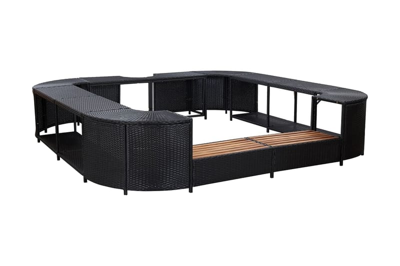 Omkrans Til Spabad 268x268x55 cm Polyrattan Sort - Sort - Have - Udendørsbad - Badetønde - Badetønde byggesæt