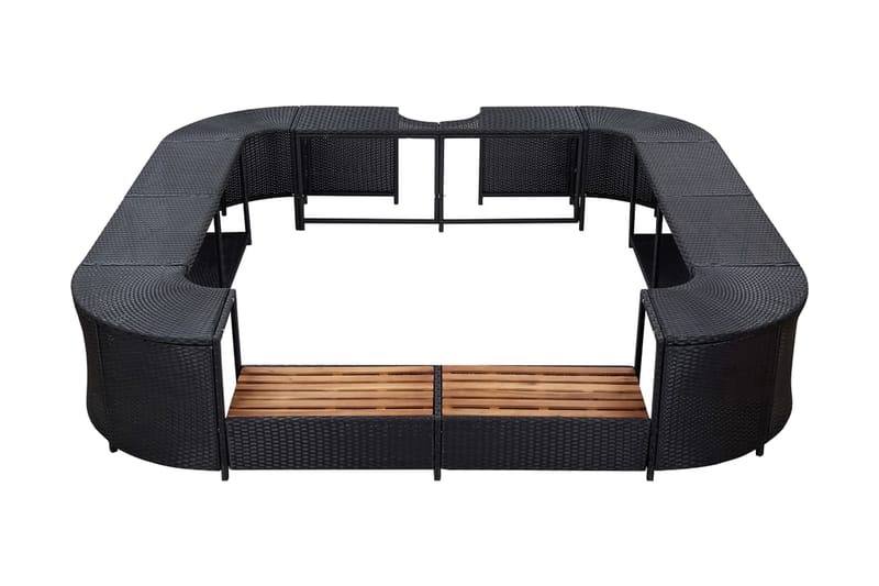 Omkrans Til Spabad 268x268x55 cm Polyrattan Sort - Sort - Have - Udendørsbad - Badetønde - Badetønde byggesæt