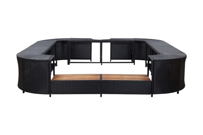 Omkrans Til Spabad 268x268x55 cm Polyrattan Sort - Sort - Have - Udendørsbad - Badetønde - Badetønde byggesæt