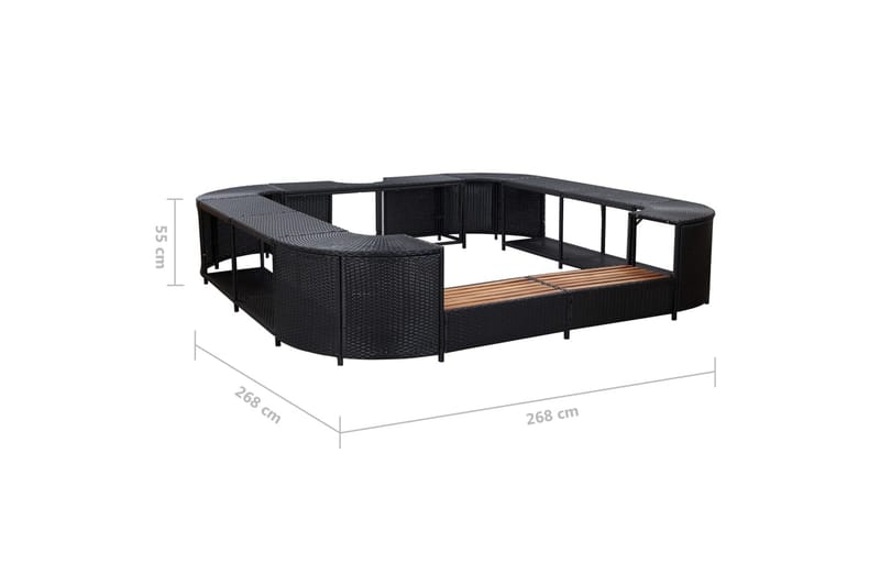 Omkrans Til Spabad 268x268x55 cm Polyrattan Sort - Sort - Have - Udendørsbad - Badetønde - Badetønde byggesæt