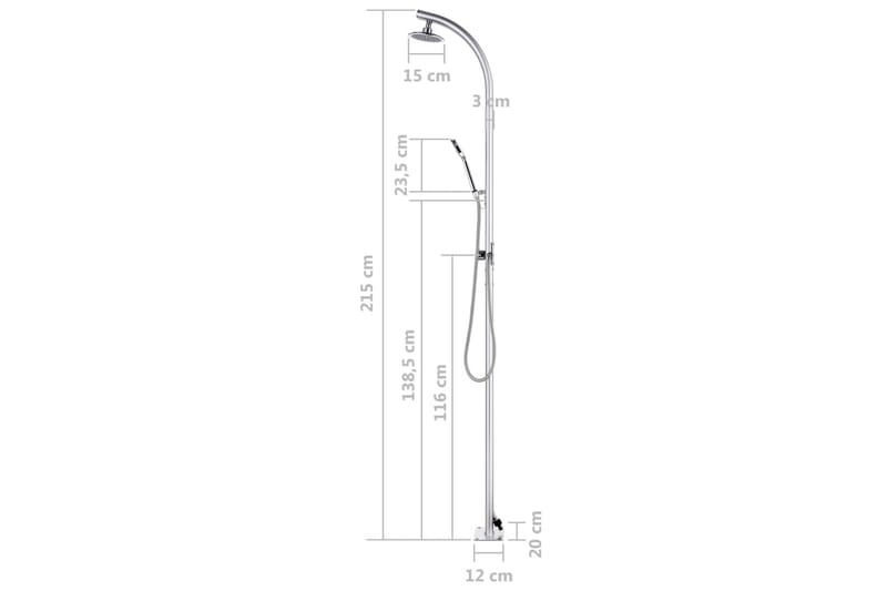 havebruser 215 cm aluminium - Have - Udendørsbad - Havebruser - Havebruser uden varme