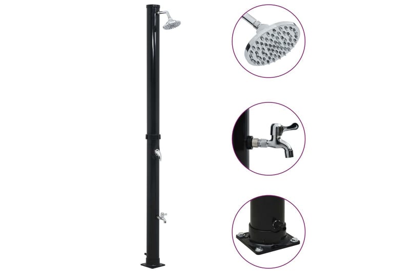 soldrevet bruser 220 cm 20 l sort - Sort - Have - Udendørsbad - Havebruser - Solbruser