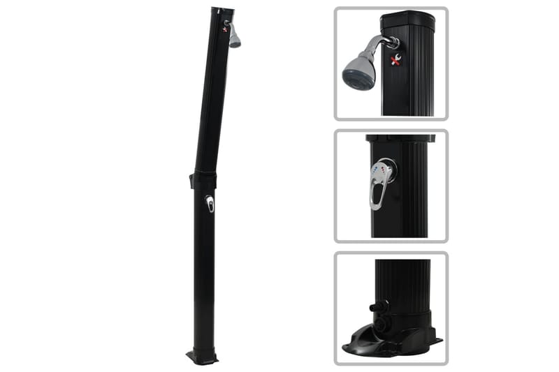 Soldrevet Bruser Foldbar 214 Cm 23 L Sort - Sort - Have - Udendørsbad - Havebruser - Solbruser