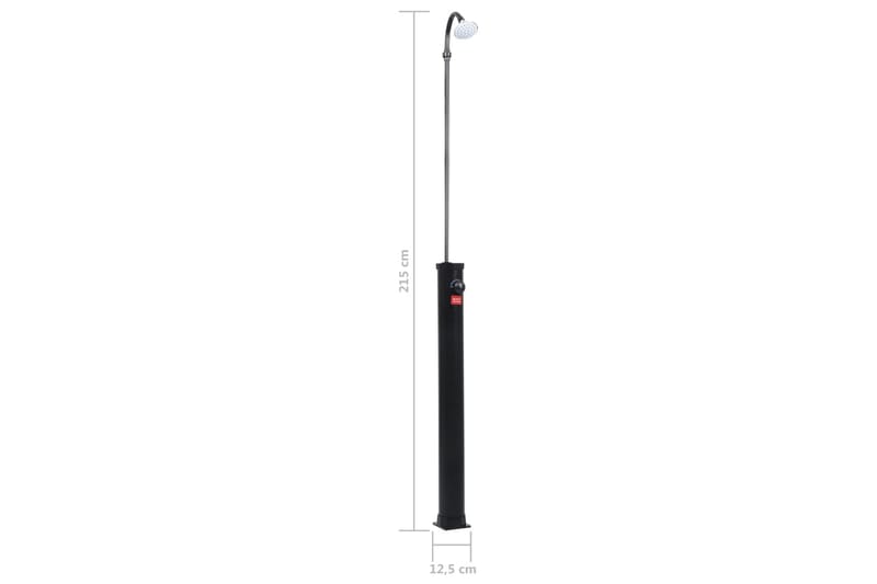Solopvarmet Havebruser 215 cm 8 L Sort - Have - Udendørsbad - Havebruser - Solbruser