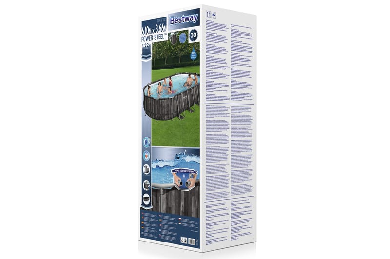 Bestway Power Steel Overjordisk pool 6,10 x 3,66 m Grå - Bestway - Have - Udendørsbad - Pool - Fritstående pool