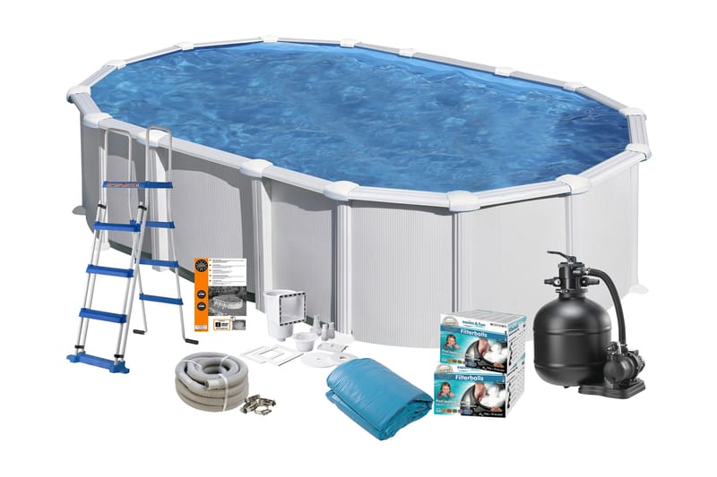 Pool Stål Swim & Fun Grundlæggende oval 730 x 375 x 132 cm, Hvid - 730 x 375 x 132 cm, Hvid - Have - Udendørsbad - Pool - Fritstående pool