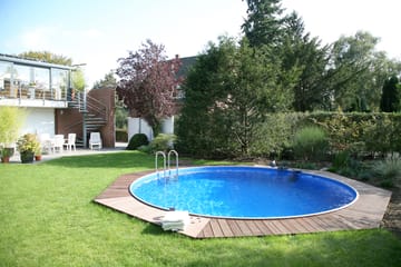 Stålvægspool Premium Rund 4,2x1,5m Indbygget L:Carrara 0. Hv - Planet Pool - Have - Udendørsbad - Pool - Fritstående pool