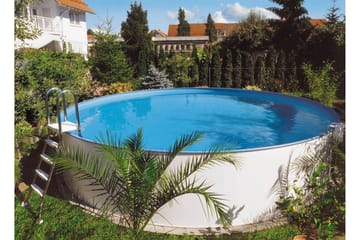 Stålvægspool Premium Rund 4,2x1,5m Indbygget L:Carrara 0. Hv - Planet Pool - Have - Udendørsbad - Pool - Fritstående pool