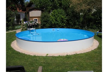 Stålvægspool Premium Rund 4,2x1,5m Indbygget L:Carrara 0. Hv - Planet Pool - Have - Udendørsbad - Pool - Fritstående pool