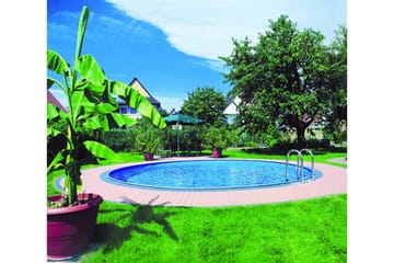 Stålvægspool Premium Rund 4,2x1,5m Indbygget L:Carrara 0. Hv - Planet Pool - Have - Udendørsbad - Pool - Fritstående pool