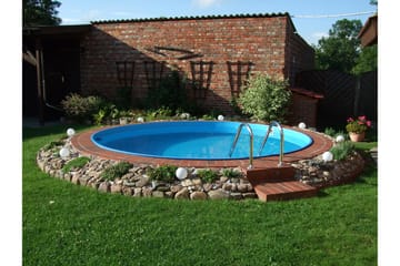 Stålvægspool Premium Rund 4,2x1,5m Indbygget L:Carrara 0. Hv - Planet Pool - Have - Udendørsbad - Pool - Fritstående pool