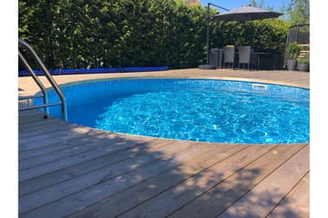 Stålvægspool Premium Rund 4,2x1,5m Indbygget L:Carrara 0. Hv - Planet Pool - Have - Udendørsbad - Pool - Fritstående pool