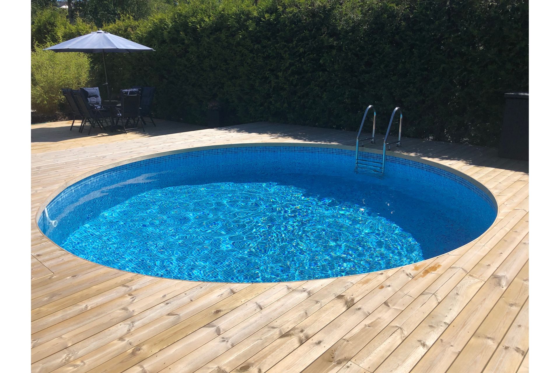 Stålvægspool Premium Rund 4,2x1,5m Indbygget L:Carrara 0. Hv - Planet Pool - Have - Udendørsbad - Pool - Fritstående pool