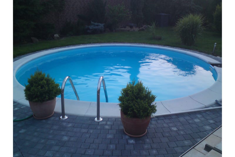 Stålvægspool Premium Rund 4,2x1,5m Indbygget L:Carrara 0. Hv - Planet Pool - Have - Udendørsbad - Pool - Fritstående pool