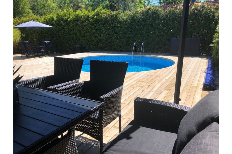 Stålvægspool Premium Rund 3,5x1,2m Indbygget L:Carrara 0. Hv, Planet Pool